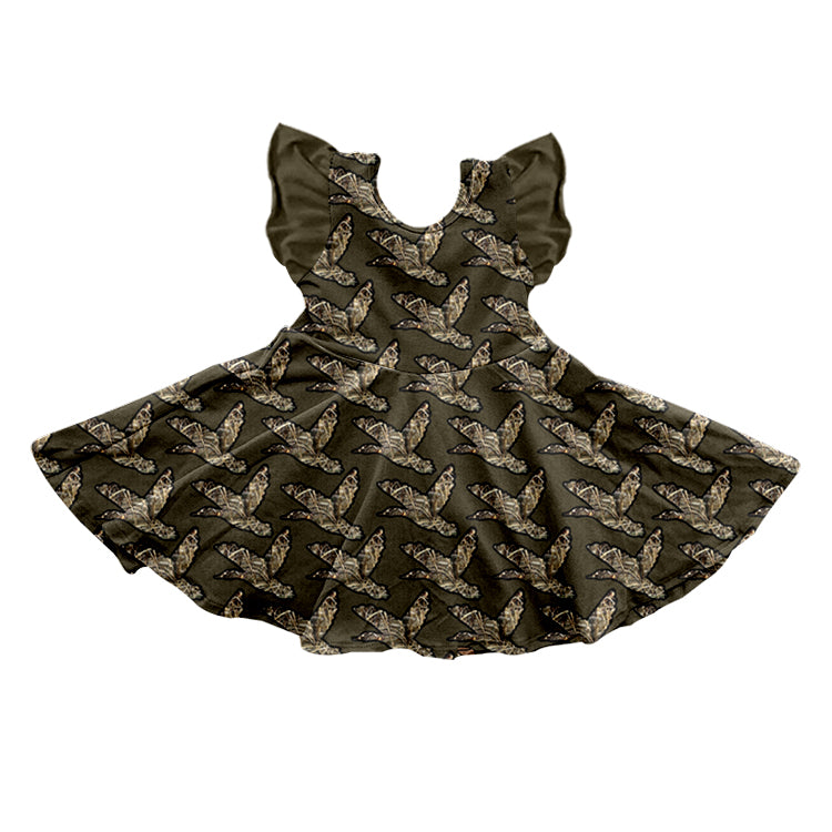 Baby Girls Dark Green Camo Ducks Knee Length Dresses preorder(moq 5)