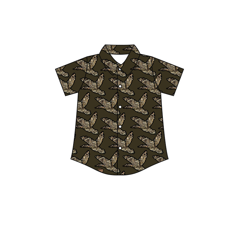 Baby Boys Camo Mallard Duck Buttons Short Sleeve Tee Shirts Tops preorder(moq 5)