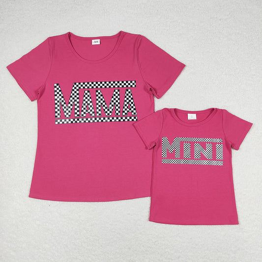 Mommy and Me Pink Vinyl Short Sleeve Tee Shirts Tops