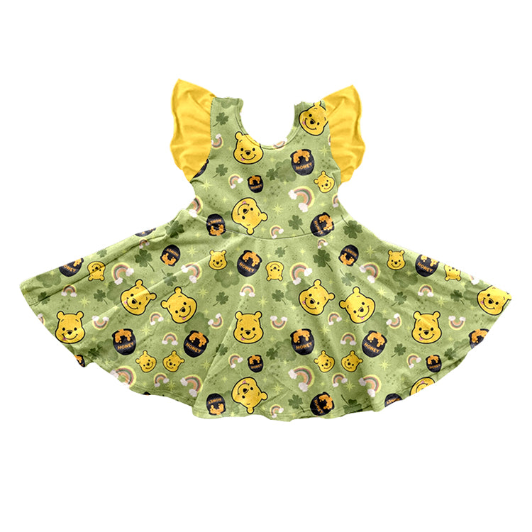 Baby Girls Flutter Sleeve Bears Knee Length Dresses preorder(moq 5)