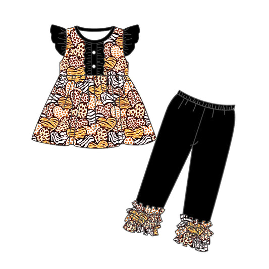 Baby Girls Flutter Sleeve Hearts Tunic Legging Valentines Clothes Sets preorder(moq 5)