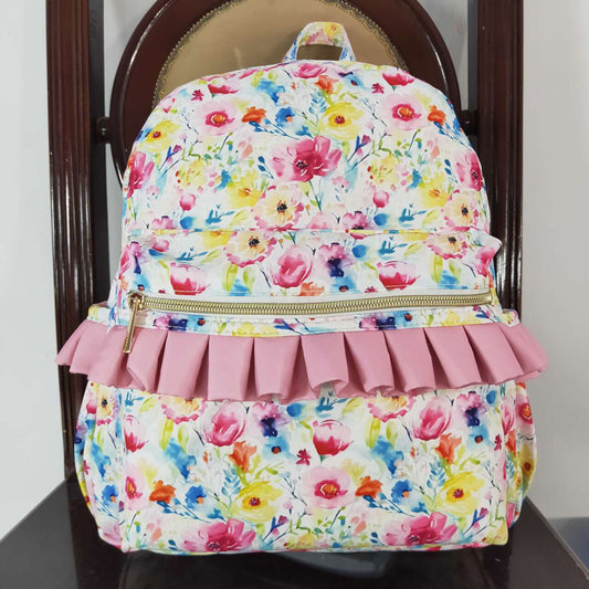 Baby Kids Girls Pink Flowers Backpack Back Bags