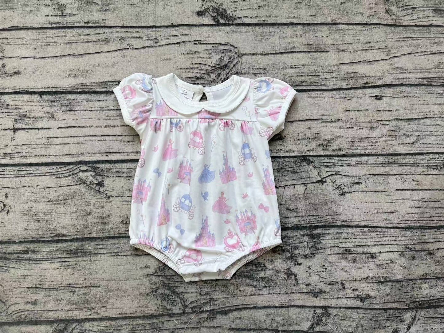 Baby Infant Girls Princess Castle Short Sleeve Rompers