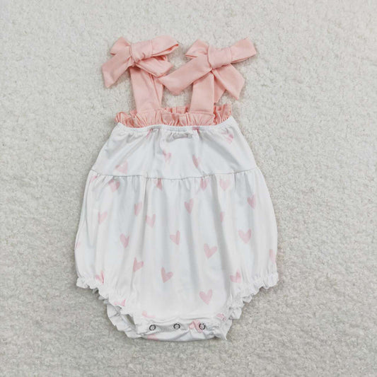 Baby Infant Girls Valentines Pink Hearts Straps Rompers