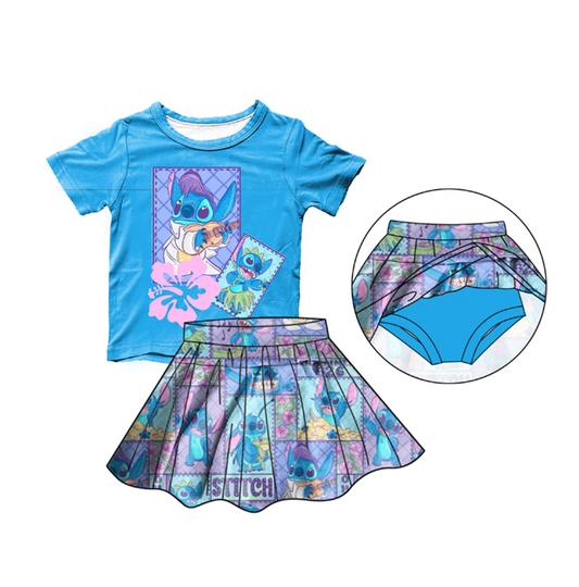 Baby Girls Cartoon Mouse Shirt Bummie Skirts Outfits Sets Preorder (moq 5)