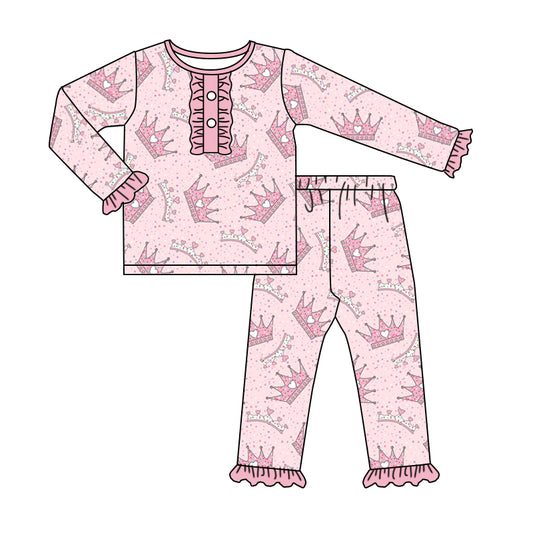 Baby Girls Pink Quenn 2pcs Pajamas Clothing Sets preorder(moq 5)