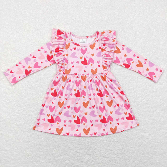Baby Girls Valentines Hearts Pink Red Knee Length Dresses
