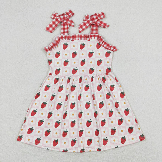 Baby Girls Strawberry Straps Summer Knee Length Dresses