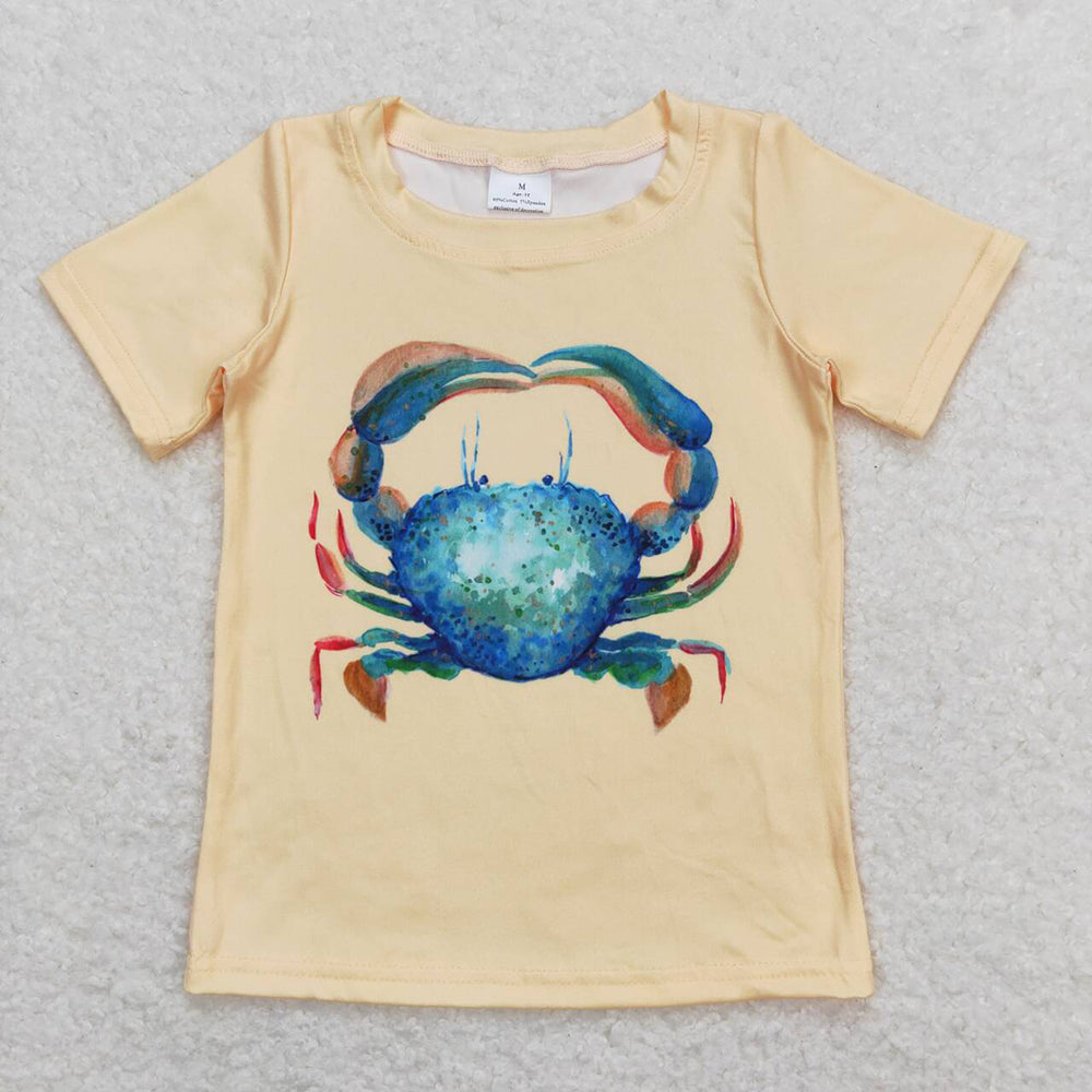 Baby Boys Crab Yellow Short Sleeve Tee Shirts Tops