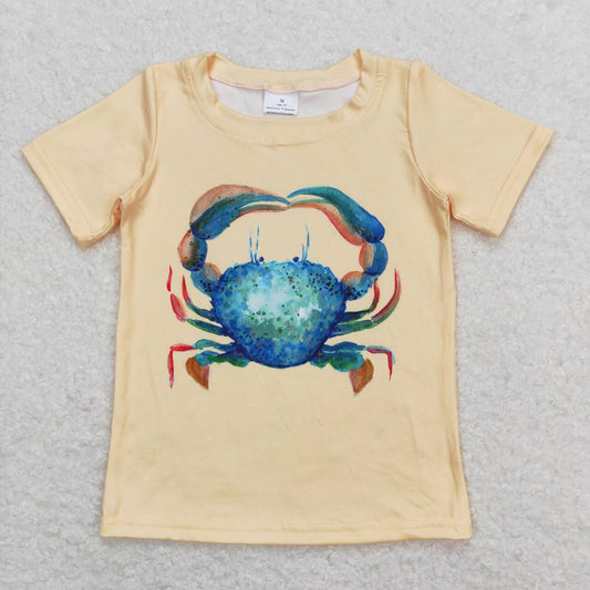 Baby Boys Crab Yellow Short Sleeve Tee Shirts Tops