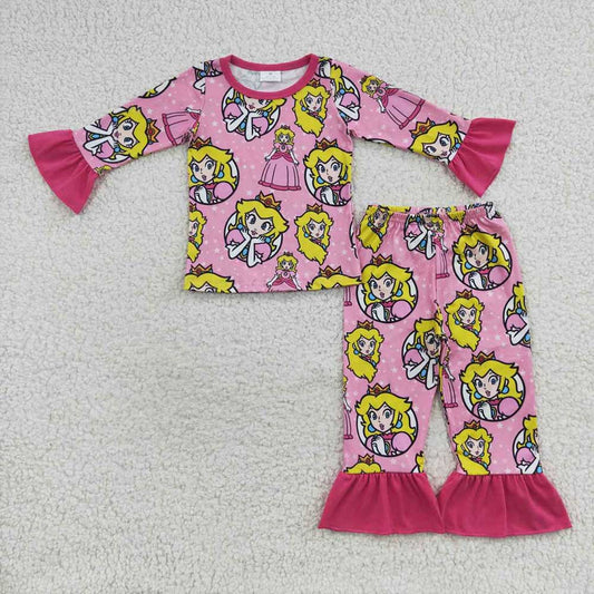 Baby Girls Pink Cute Princess Pajamas Clothes Sets