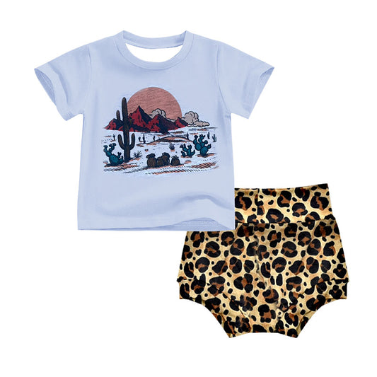 Baby Girls Toddler Cactus Top Leopard Bummie Sets preorder(moq 5)