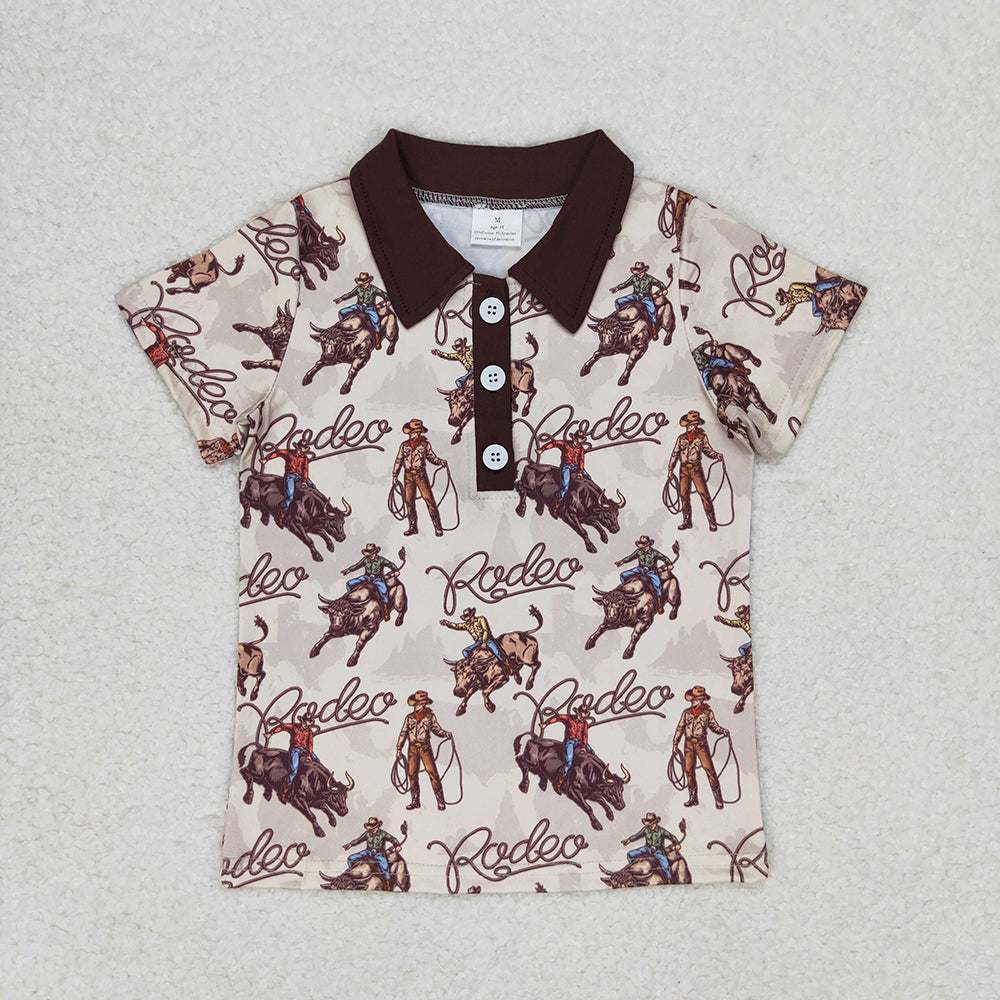Baby Boys Rodeo Buttons Western Horse Tee Tops Pullovers
