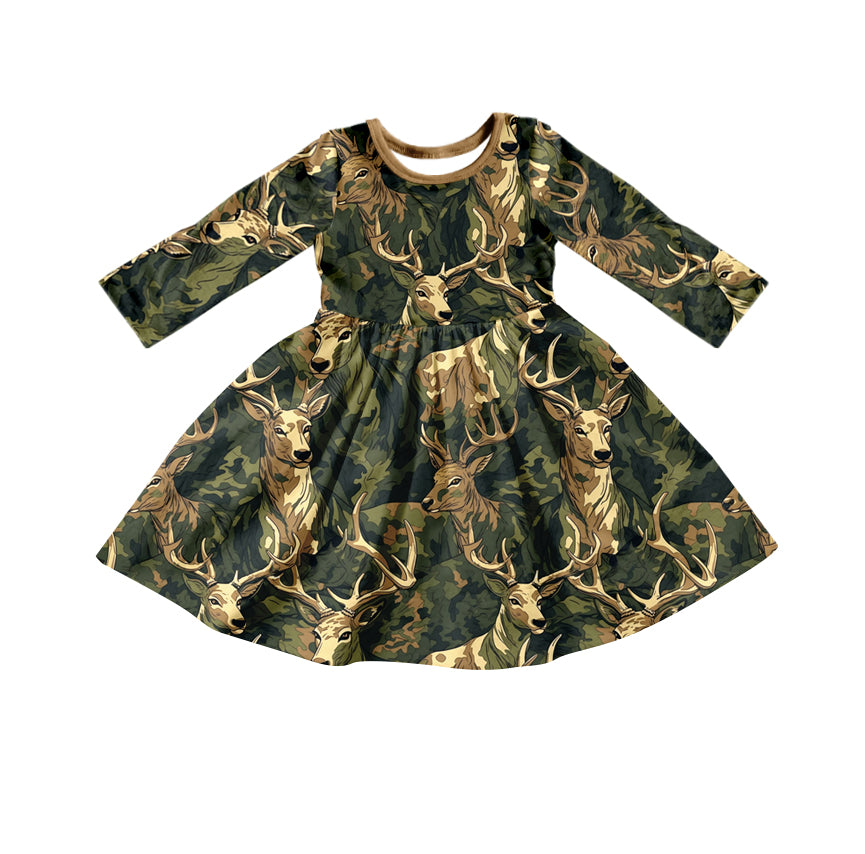 Baby Girls Forest Deer Hunting Twirl Dresses preorder(moq 5)