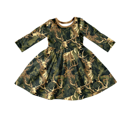 Baby Girls Forest Deer Hunting Twirl Dresses preorder(moq 5)