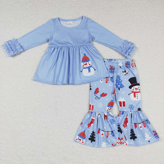 Baby Girls Christmas Snowman Tunic Bell Pants Clothing Sets