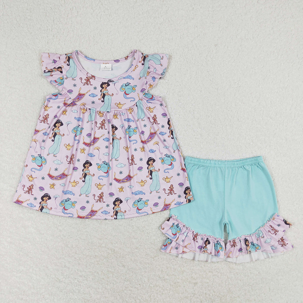 Baby Girls Lavender Princess Tunic Ruffle Shorts Clothes Sets