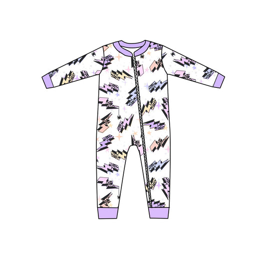 Baby Girls Lightning Western Long Sleeve Zip Rompers preorder(moq 5)