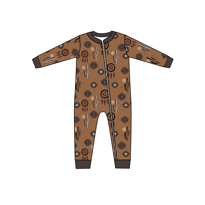 Baby Infant Long Sleeve Zip Western Highland Cow Sleepers Rompers preorder(moq 5)