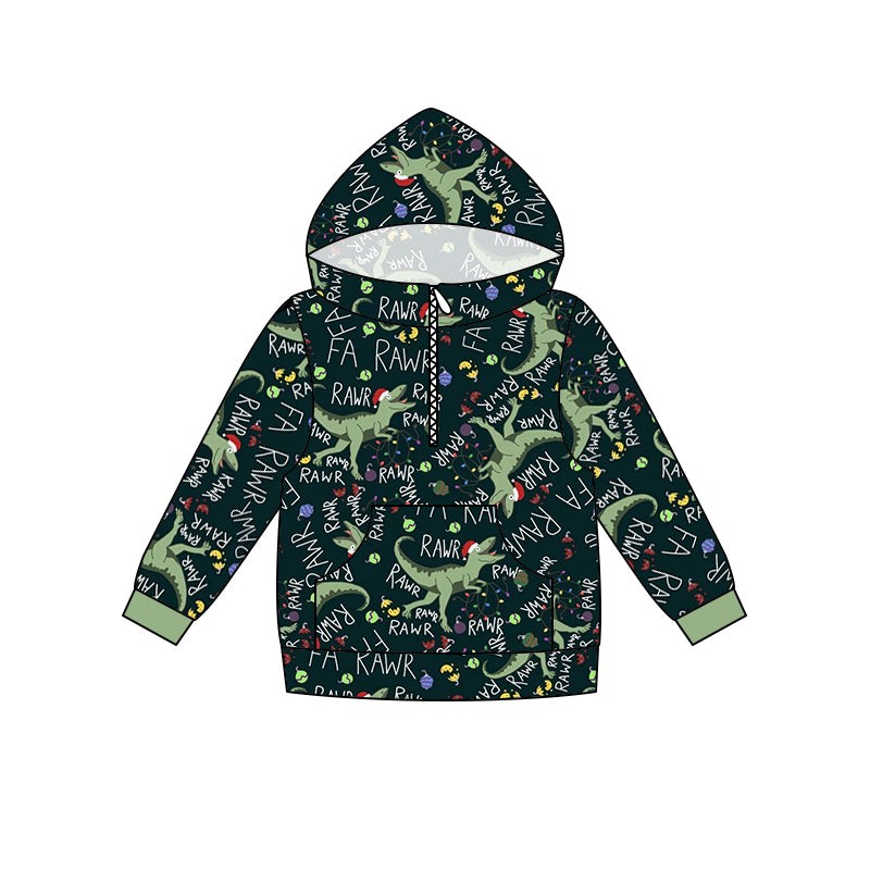 Baby Boys Dinosaur Milk Silk Fabric Hooded Tops preorder(moq 5)