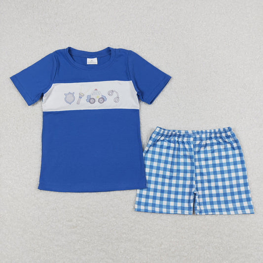 Baby Boys Police Blue Shirt Shorts Outfits Clothes Sets