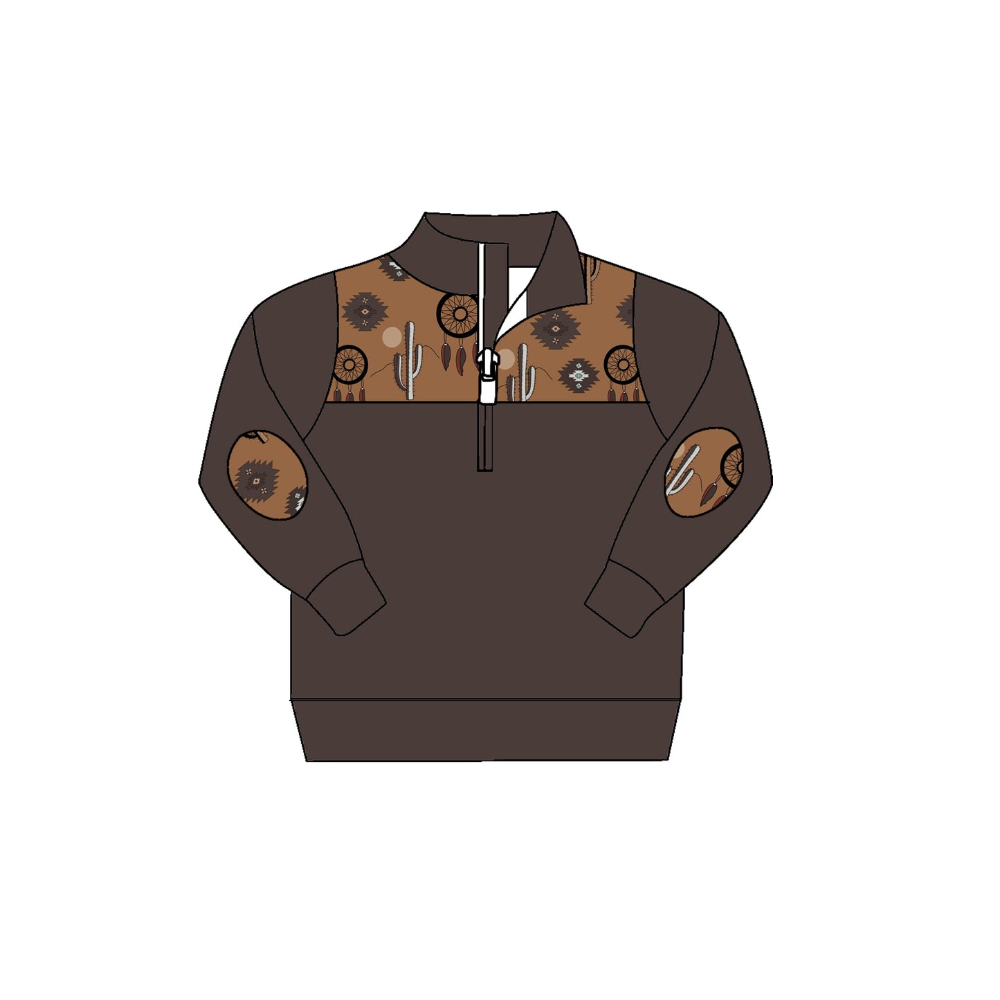 Cactus Brown Baby Boys Long Sleeve Zip Pullover Shirt Tops preorder(moq 5)