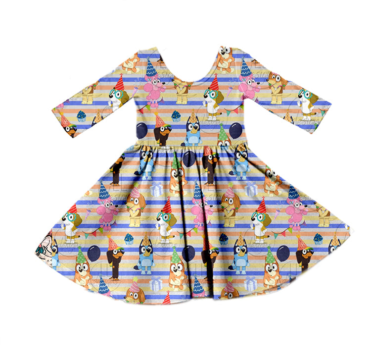 Baby Girls Birthday Cartoon Dogs knee length Dresses preorder(moq 5)