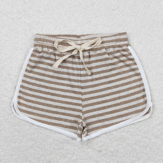 Baby Girls Brown Grey Stripes Summer Sports Design Shorts
