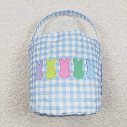 Baby Boys Easter Blue Checkered Bunny Basket Bags