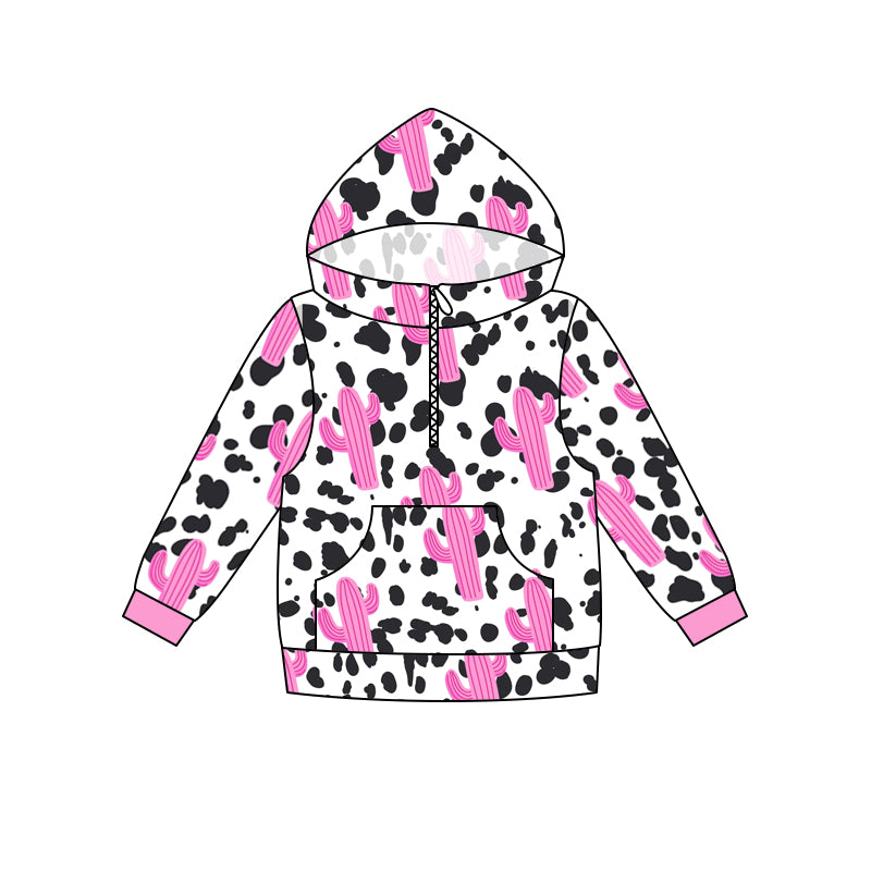 Baby Girls Cactus Pink Milk Silk Fabric Hooded Tops preorder(moq 5)