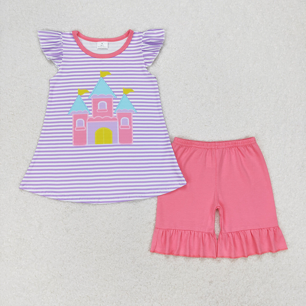 Baby Girls School House Tunic Top Ruffle Shorts Outfits Clothes Sets