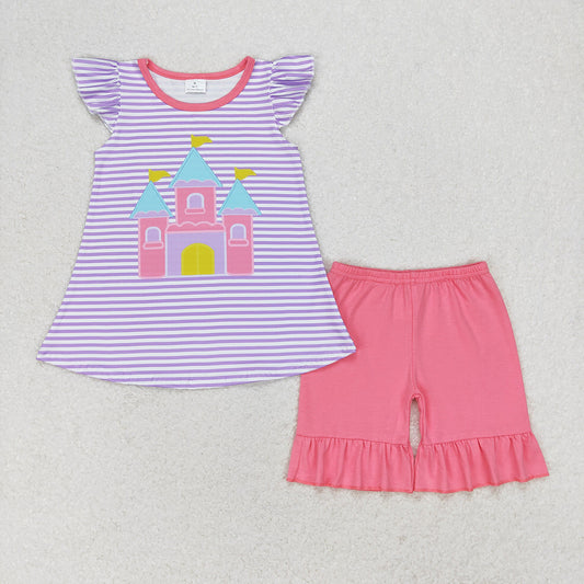 Baby Girls School House Tunic Top Ruffle Shorts Outfits Clothes Sets