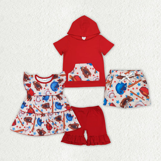 Baby Girls Baseball Boys Hooded Sibling Outfits Clothes Sets