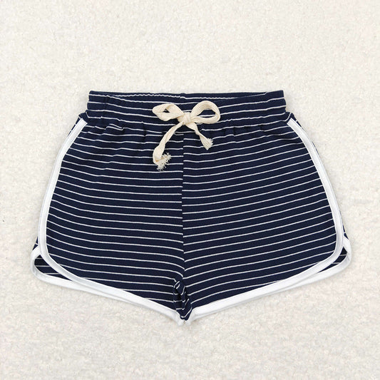 Baby Girls Black White Stripes Summer Sports Design Shorts