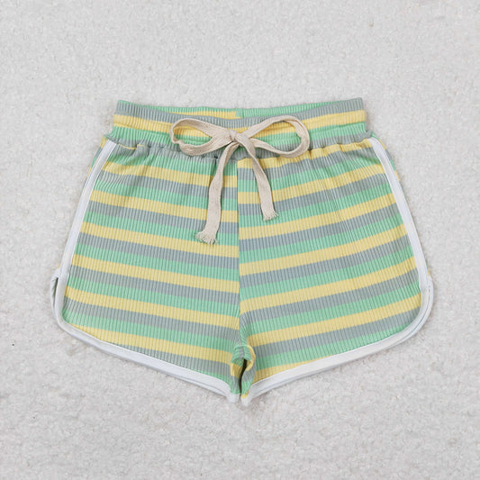 Baby Girls Green Stripes Summer Sports Design Shorts