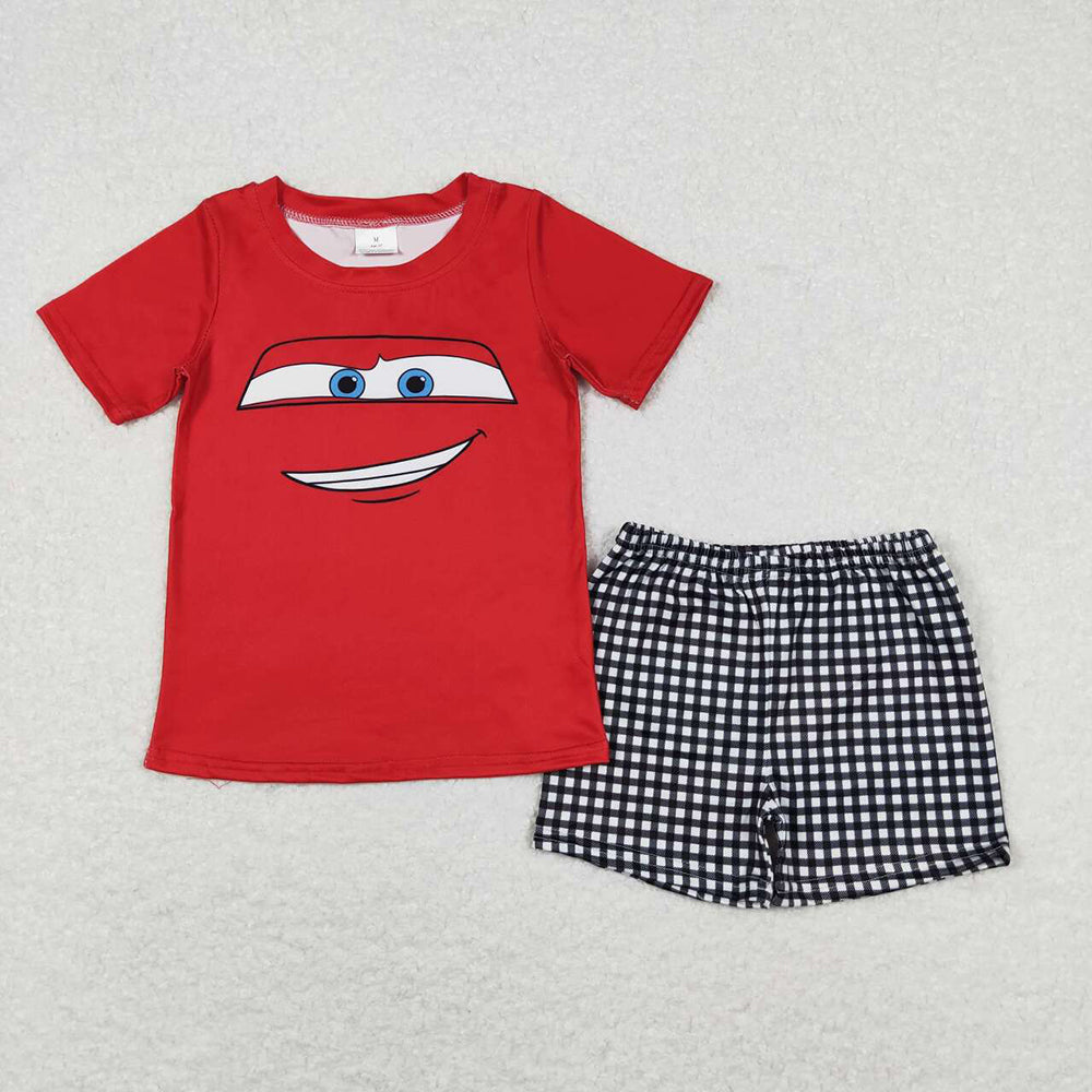 Baby Boys Red Car Racing Short Sleeve Shirt Top Shorts Clothes Sets