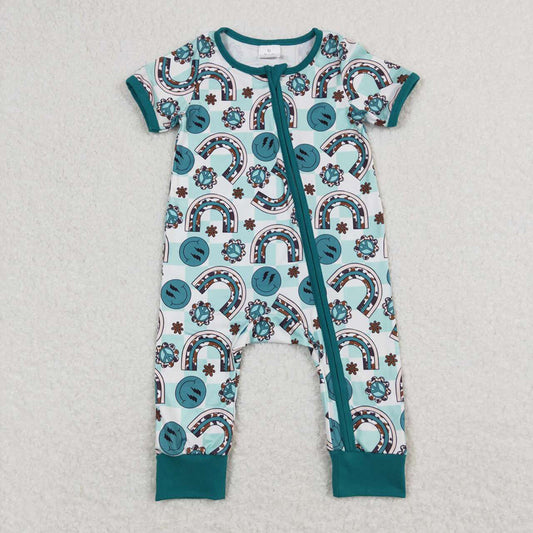 Baby Infant Kids Rainbow Smile Zip Sleepers Rompers