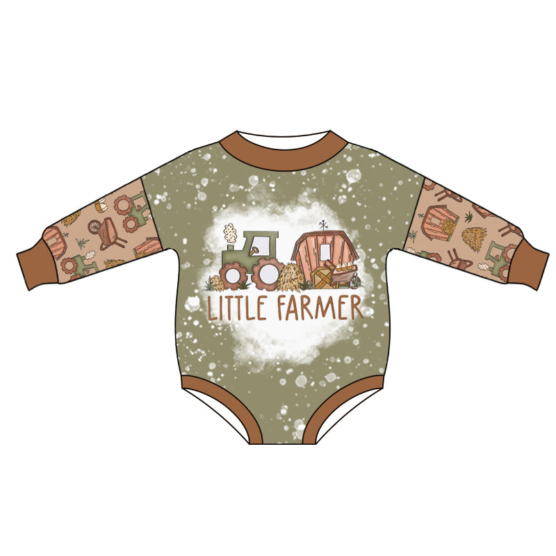 Baby Girls Farm Tractors Long Sleeve Rompers preorder(moq 5)