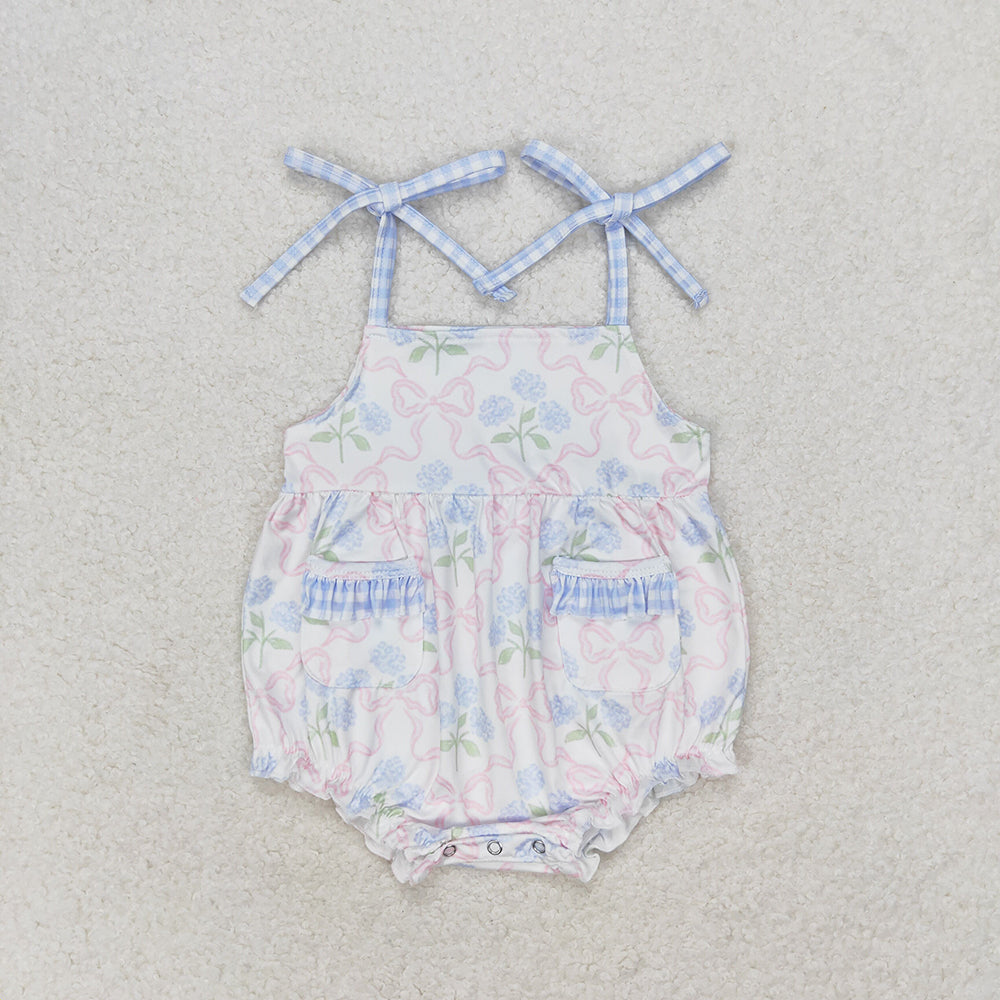 Baby Infant Girls Bows Flowers Straps Rompers