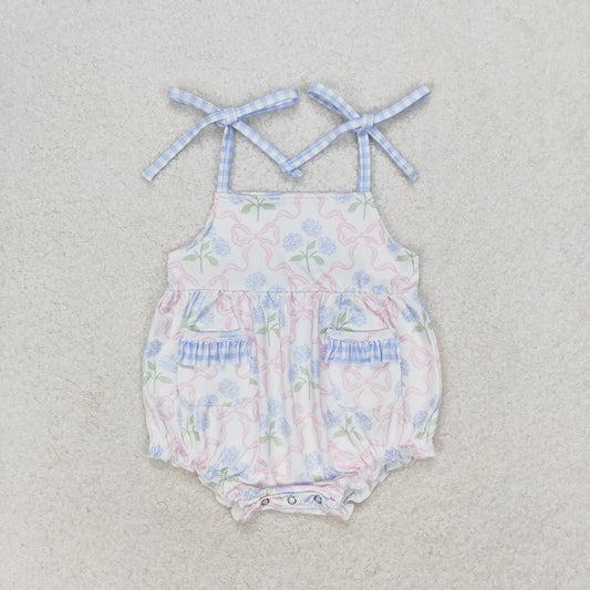 Baby Infant Girls Bows Flowers Straps Rompers