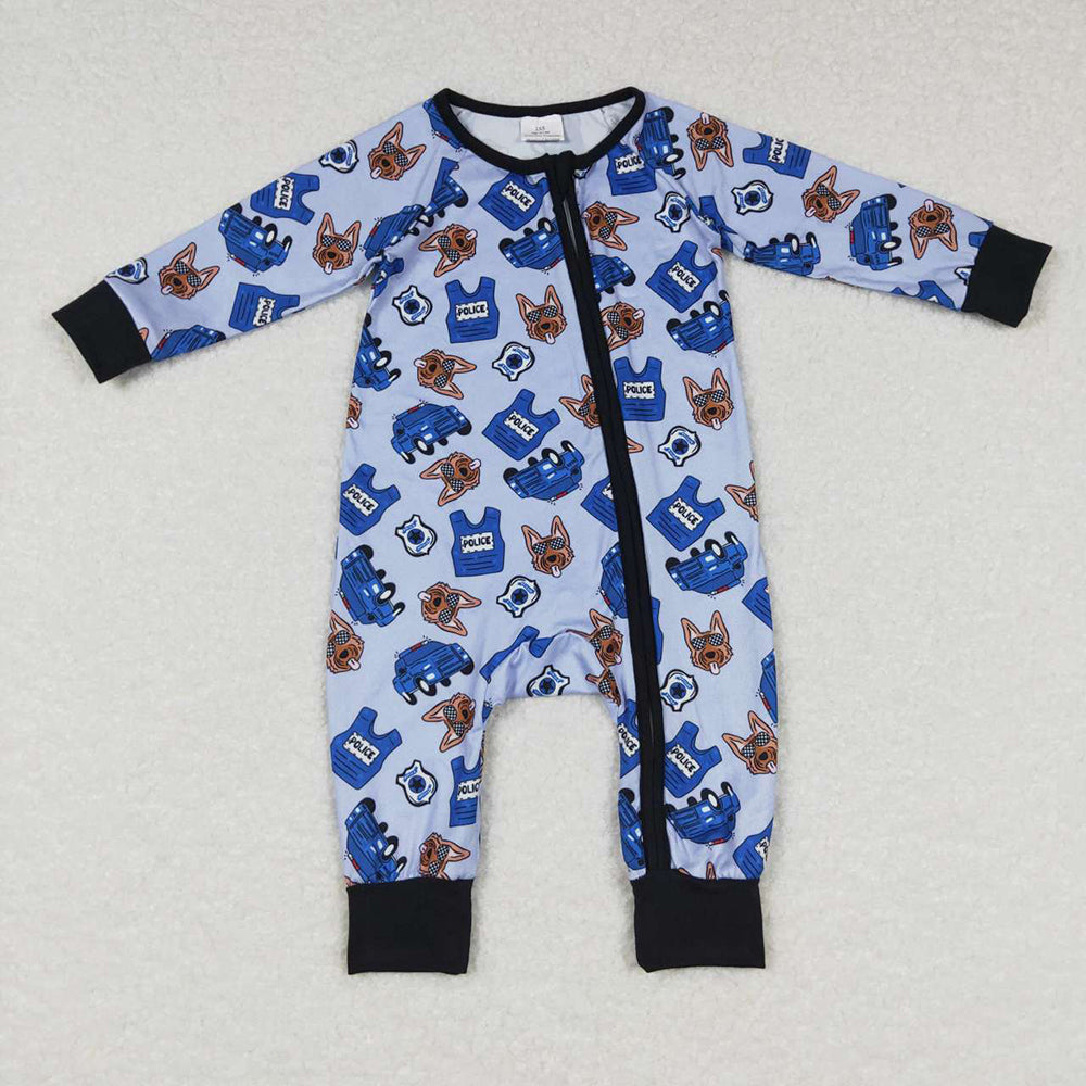 Baby Infants Boys Dogs Zip Long Sleeve Rompers