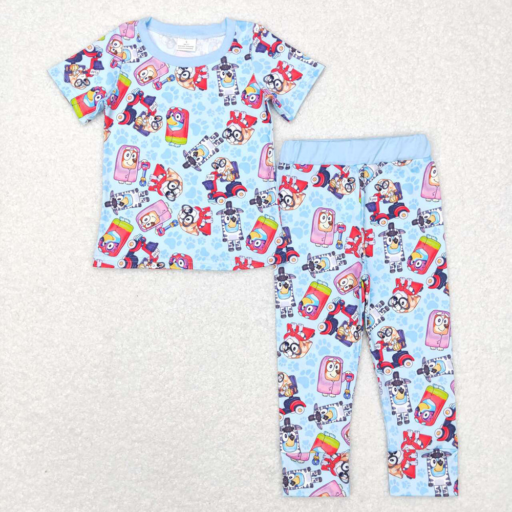 Baby Boys Blue Dogs Short Sleeve Sibling Girls Dress Sets