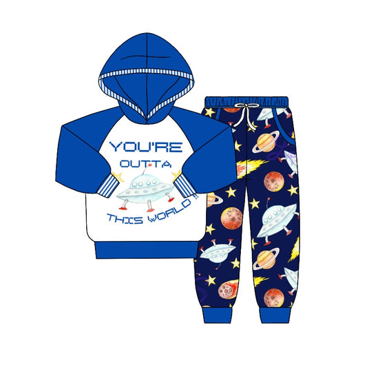 Baby Boys Hooded Space Top Pants Outfits Clothes Sets preorder(moq 5)