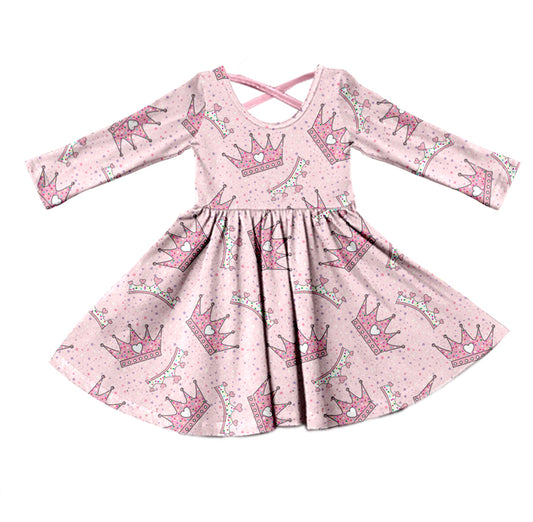 Baby Girls Pink Quenn knee length Dresses preorder(moq 5)