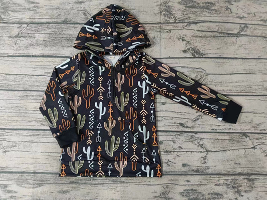 Baby Boys Hooded Black Cactus Western Zip Tops preorder(moq 5)