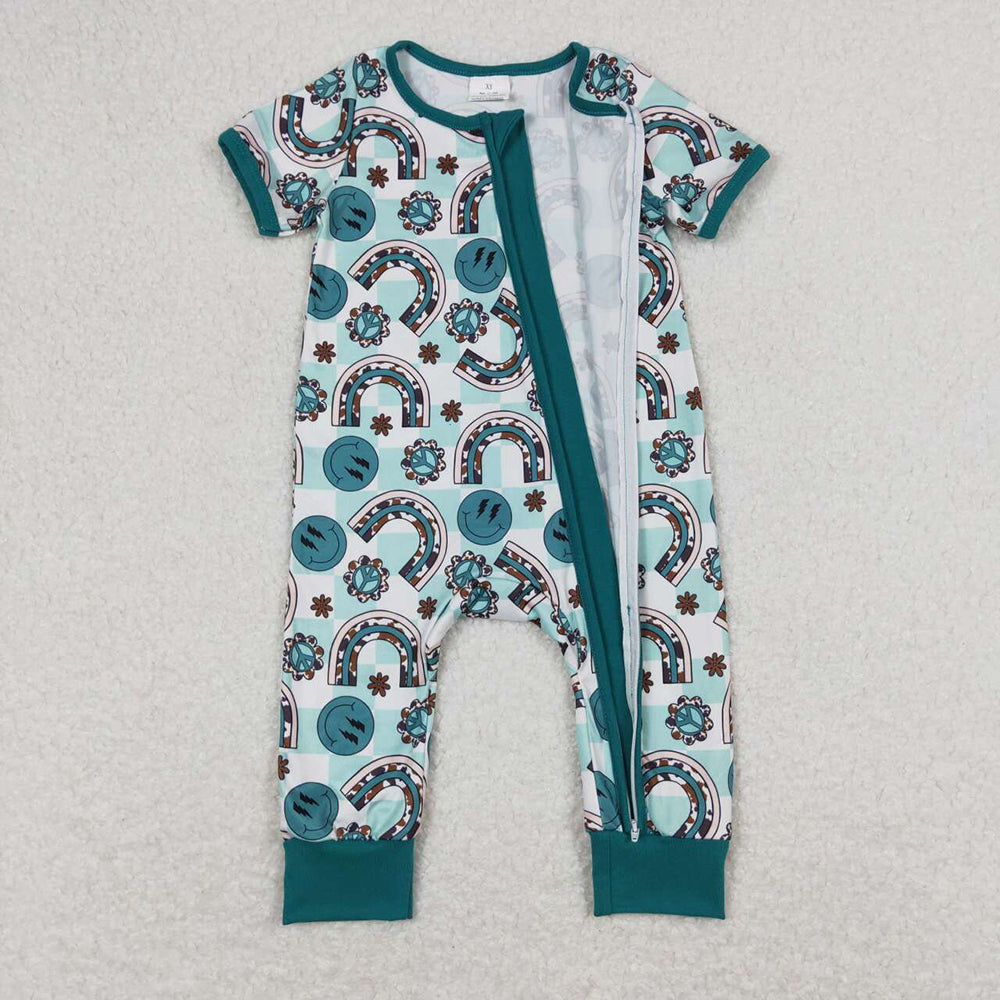 Baby Infant Kids Rainbow Smile Zip Sleepers Rompers