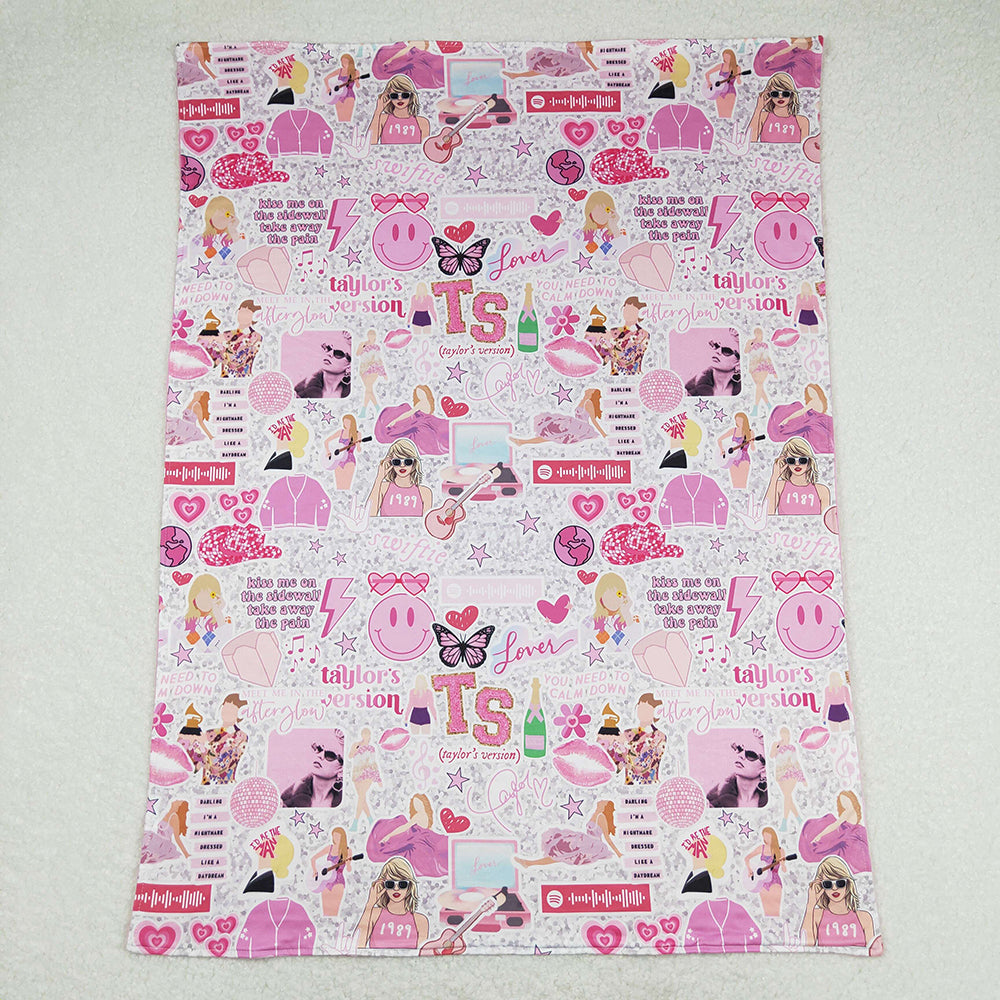 Baby Girls Pink Singer Butterfly Minky Blankets