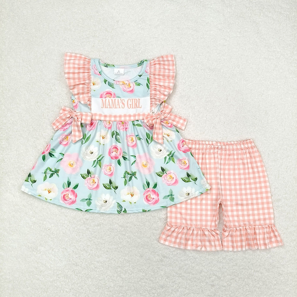 Baby Girls Mama's Girl Flutter Sleeve Tunic Top Ruffle Shorts Clothes Sets