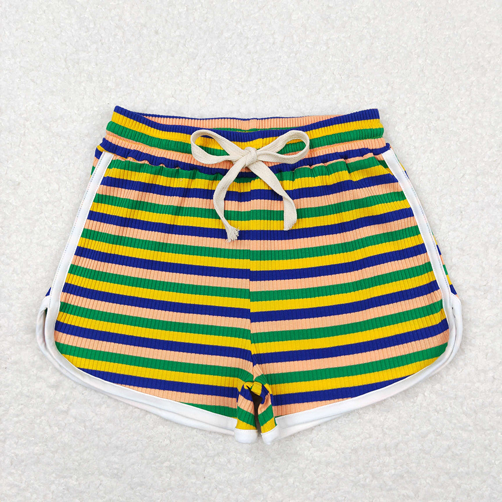 Baby Girls Blue Yellow Stripes Summer Sports Design Shorts