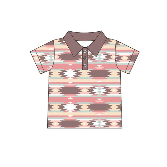 Baby Boys Western Pink Aztec Short Sleeve Tee Shirts Tops preorder(moq 5)